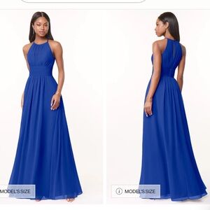 Azazie Bonnie Royal Blue Halter Maxi Dress